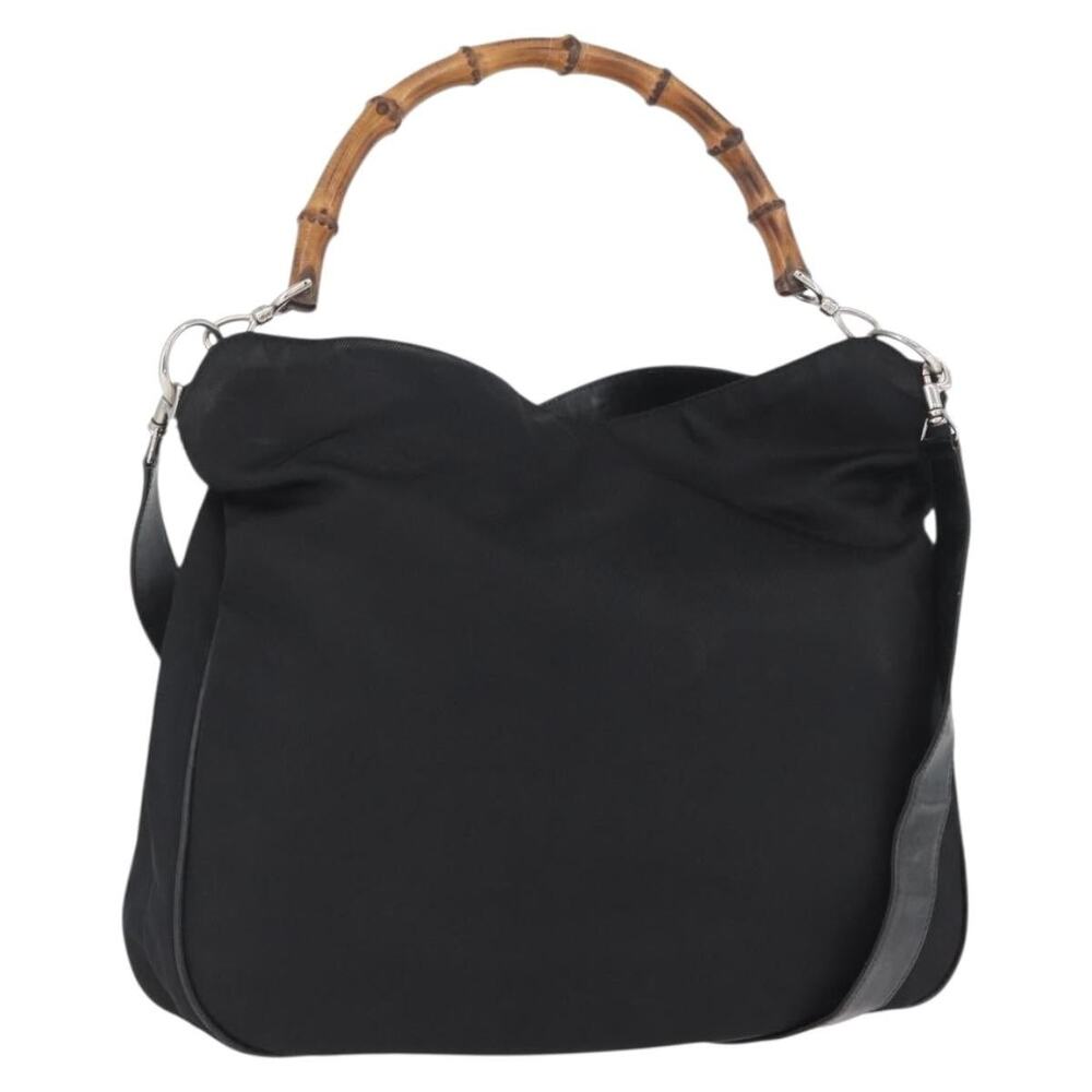 Gucci Bamboo Nylon Handbag Black
